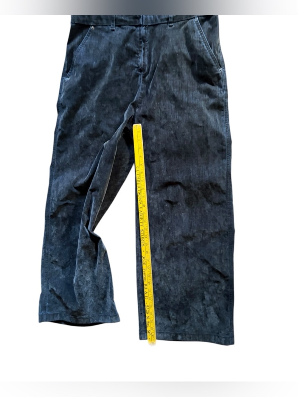 Short-Sleeve Gray Velvet Jean Jumpsuit - Picture 7 of 16